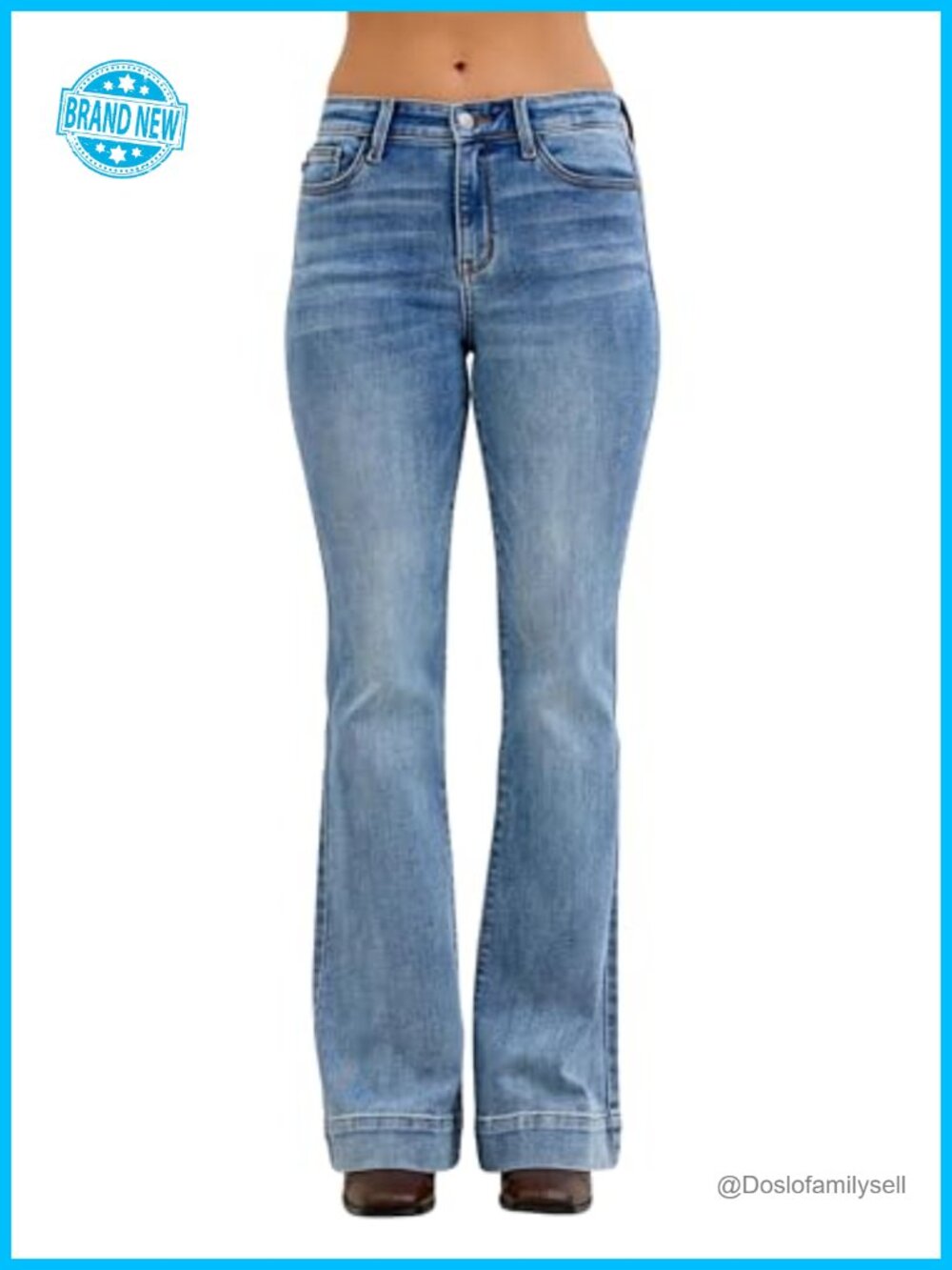 Mid Rise Flare Jeans Button Closure Five Pocket Styling Regular Fit